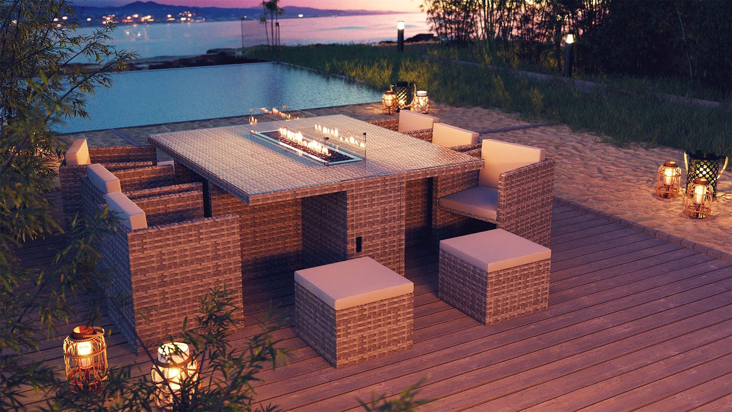Brooklyn L Feuerstelle Gartentisch Set L127
